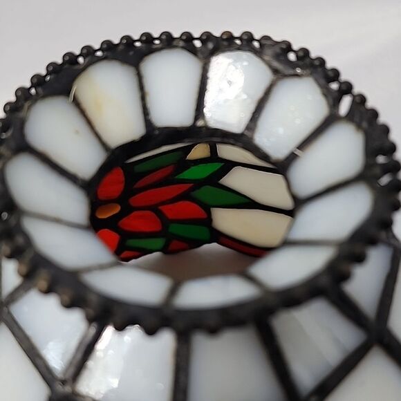 Tiffany Style Stained Glass Small Poinsettia Lamp Shade - Picture 7 of 8